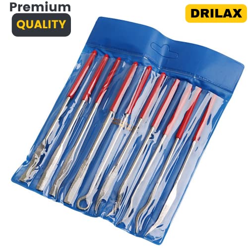 Diamond Coated Curved Needle Riffler File Set 10 Pieces Watch Jewelry Harmonica Glass Work Tools Assorted Mini Metal Jewelers Wood Carving Craft DRILAX