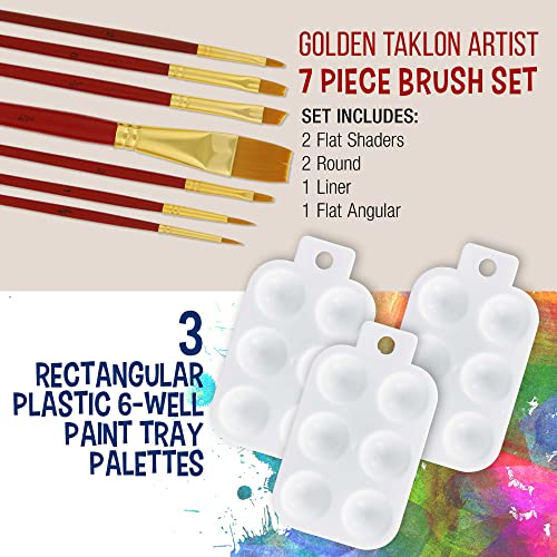 U.S. Art Supply 29-Piece Children's Acrylic Paint Artist Set with 12 Paint Colors, 7 Brushes, 12" Easel, 4 Canvas Panels, 3 Painting Palettes, Color - WoodArtSupply