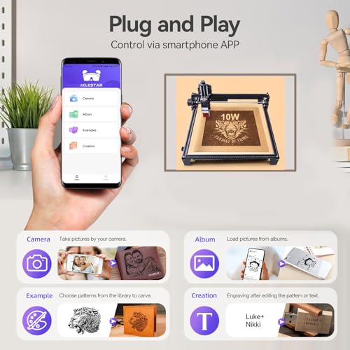 LAKIX 5W Laser Engraver, Laser Engraving Machine with 5000mW 0.08 * 0.08mm Fixed-Focus Compressed Spot Laser Module, APP Operation Laser Cutter for LAKIX