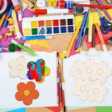 Whaline 50Pcs 3 Inch Wood Flower Cutouts Unfinished Wooden Boho Flower Cutouts with Holes and Hemp Rope DIY Blank Flower Shape Hanging Ornaments Whaline