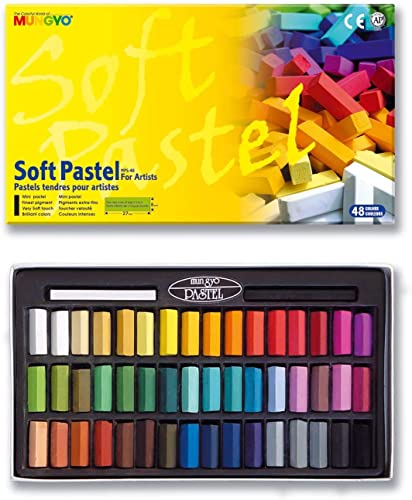 Non Toxic Mungyo Soft Pastel Set of 48 Assorted Colors Square Chalk(US English Version) - New Version MUNGYO