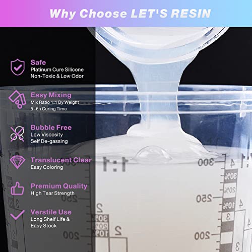 LET'S RESIN Silicone Mold Making Kit Liquid Silicone Rubber 140oz Translucent Clear Mold Making Silicone-Mixing Ratio 1:1-Molding Silicone for Resin LET'S RESIN