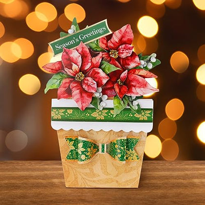 Katy Sue Christmas Flower Pots Card Making Kit - Contains 8 Cards & Envelopes, 4 Sheets Christmas Decoupage, 1 Sheet Decoupage Bows & 2 Sheets Foiled - WoodArtSupply