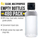 U.S. Art Supply 4 ounce Squeeze PET Plastic Bottles with Flip Cap - BPA-free, food safe, medical grade plastic, acrylic pouring paint Great For Hand US Art Supply