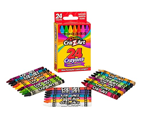 Cra-Z-Art Crayons Bulk Pack School Supplies, 24 Count Crayon Box Pack of 48 Individual Crayon Boxes Cra-Z-Art