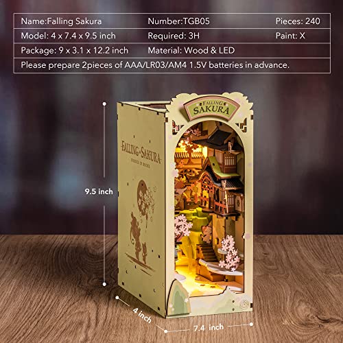 Rowood Book Nook Kits for Adults,3D Wooden Puzzle Bookend,Bookshelf Decor Insert Alley,DIY Miniature Booknook Model Craft Kits for Adults,Gifts with RoWood