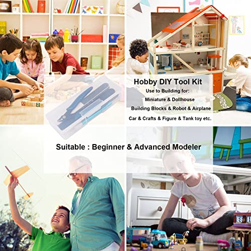 Spilay 16 Pcs Hobby Building Model DIY Tool Kit, Modeler Basic Miniature Handmade Craft Tools Set for Dollhouse Miniature Building Spilay