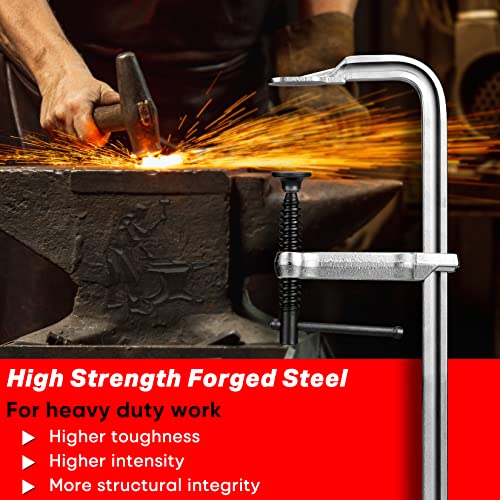 SHALL 4-Pack Bar Clamps Set, 12-Inch Light-duty Drop Forged Steel Bar Clamps, Steel F Clamps with Max 450Lbs Load Limit for Welding, Woodworking, SHALL