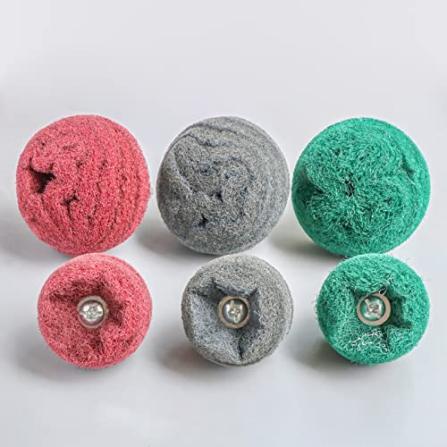 Hiqalty 6PCS Non Woven Abrasive Buffing Polishing Wheel Drill Attachment Set,Scouring Pads Power Scrubber Cleaning Kit, Power-Operated Abrasive Hiqalty