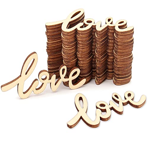 Lucleag 90Pcs Mini Valentine's Day Love Letters Wooden Cutout, 2.17x1.26In Unfinished Wood Ornaments DIY Crafts, Love Wooden Slices for Valentine's - WoodArtSupply