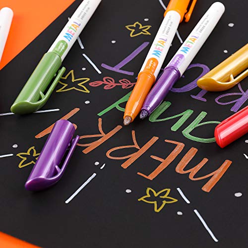Sunshilor Metallic Markers Medium Point Metallic Marker Pens for Black Paper, Art Rock Painting, Easter Egg, Halloween Pumpkin, Card Making, Sunshilor