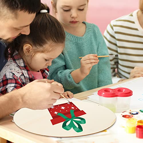 Whaline 10Pcs 18 Inch Valentine's Day Wood Circles for Crafts with Ribbon & Twine Holiday Rustic Round Wooden Signs Blank Wood Slices for Festival Whaline