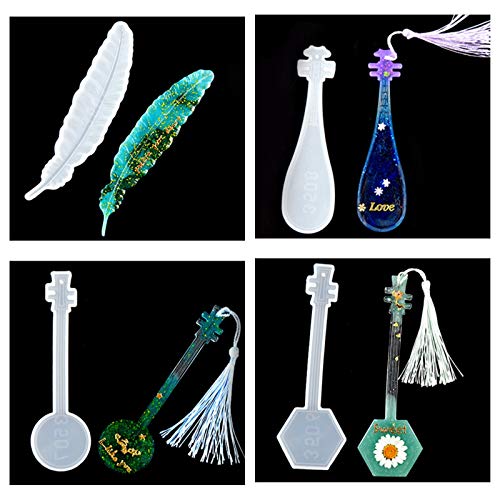 RESINER 33pcs Bookmark Resin Mold with Stickers Epoxy Resin Silicone Molds for Resin Casting Bookmarks with Epoxy Molds Silicone Molds Epoxy Resin