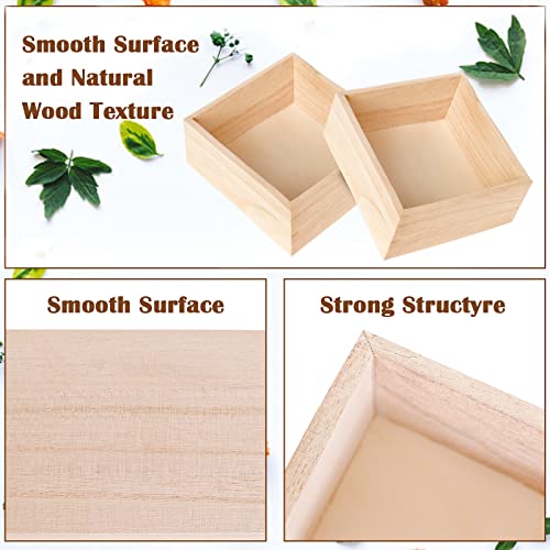 8 Pack Unfinished Wooden Box, 6 x 6 Inch Square Rustic Small Wooden Box Craft Organizer Container Box for Storage, Home Decor, Art Collectibles, Aweyka