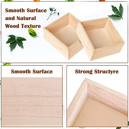 8 Pack Unfinished Wooden Box, 6 x 6 Inch Square Rustic Small Wooden Box Craft Organizer Container Box for Storage, Home Decor, Art Collectibles,