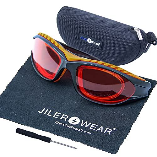 JILERWEAR Professional 180nm-540nm OD 6+ Violet/Blue/Green Laser Safety Glasses for 405nm, 445nm, 450nm,473nm, 532nm Laser Lightweight and Fashion - WoodArtSupply