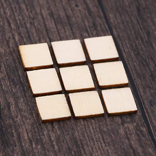 Amosfun 200 Pcs 10mm Wooden Coasters Wood- Burning Blanks Blank Tiles for Crafts Rounds Unfinished Plank Squares Craft- Square Wood Slices Blank Wood Amosfun