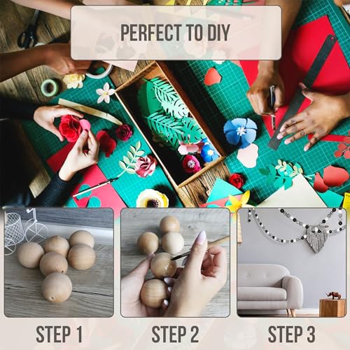 24 Unfinished Wooden Ovals with Holes, 1.7 Inch - Ideal for Wood Crafts, Wooden Beads, Wood Balls AEVVV