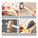 ROBOTIME Wooden Tool Bench for Kids Toy Play Workbench Workshop with Tools Set, Creative Wood Construction Tool Bench Toy for 3 4 5 Year Old Boys ROBOTIME