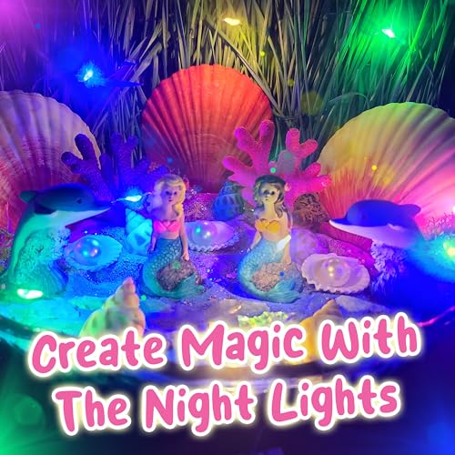 BLOONSY Mermaid Fairy Garden Kit for Kids | Light Up Mermaid Terrarium Kit | Mermaid Gifts Toys for Girls | Science STEM Arts and Crafts Activities BLOONSY