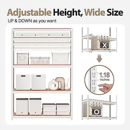 HOMEDANT House Z-Beam White 48" Wide Heavy Duty Garage Storage Shelving Adjustable 5-Tier Metal Shelves Laminated Organization Shelf Industrial - WoodArtSupply