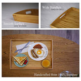 Joy&Grace 100% Bamboo Wood Butler Serving Tray with Handles - Breakfast/Coffee Table Tray, Decorative Ottoman Tray, Serving Platter for Joy&Grace