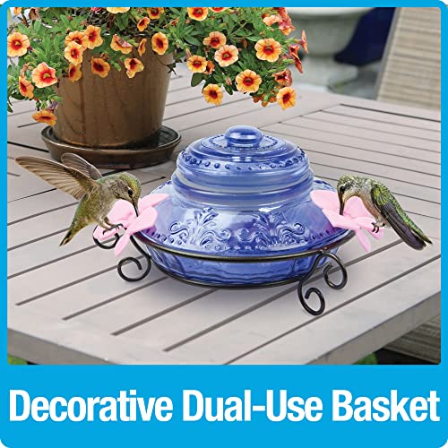 Nature's Way Bird Products ANTHF2-I Illuminated Antique Top-Fill Hummingbird Feeder, Light Blue/Pink Nature's Way