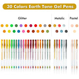 Shuttle Art 60 Pack Earth Tone Gel Pens, 30 Brown Earth Tone Gel Pens with 30 Refills for Adults Coloring Books Journaling Drawing Nature, Shuttle Art