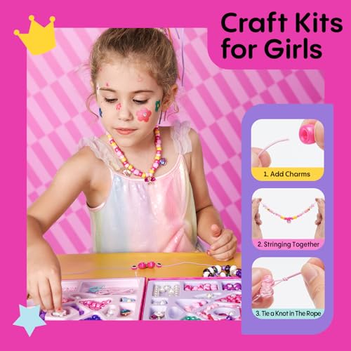 Tomons Charm Bracelet Making Kit for Girls, Beads for Jewelry Making Kit, Arts & Crafts Gift for Ages 3-12, Girls Toys 3 4 5 6 7 8 9 10 Year Old Girl - WoodArtSupply