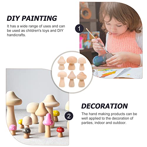 VICASKY 18pcs Unfinished Wood Mushrooms Large Wood Mushrooms Big Wood Mushrooms Ornaments Unfinished Wooden Mushroom Toy Set Mushrooms Unpainted Wood VICASKY