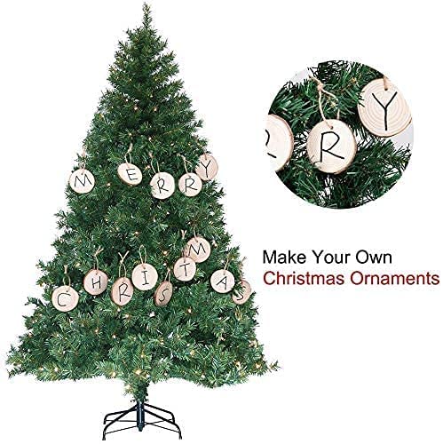 Wood Ornaments 30 Pcs 2.3-2.8 Inches, Gbivbe Wood Slices Unfinished Natural Wooden Predrilled Wood Craft Kit with Hole Wooden Circles Tree Slices for