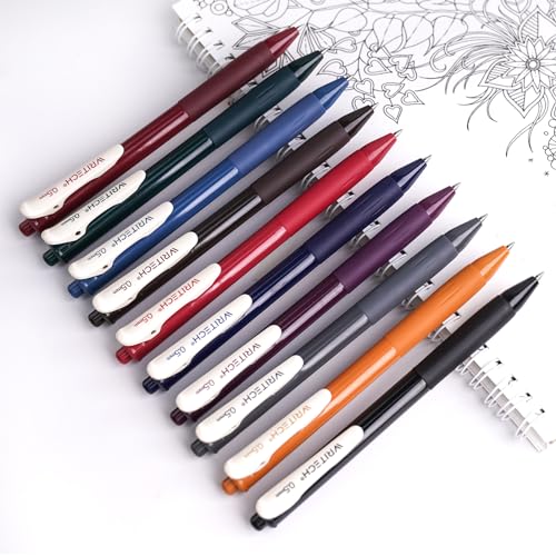 WRITECH Retractable Gel Pens Quick Dry Ink Pens Fine Point 0.5mm 10  Assorted Unique Vintage Colors For Journaling, Drawing, Doodling, and  Notetaking