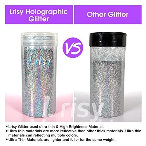 Lrisy Holographic Extra Fine Glitter Powder with Shaker Lid, Craft Glitter Sequins for Epoxy Resin, Slime,Tumblers,Nail&Painting Arts 140g/4.5oz - WoodArtSupply