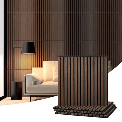 Wood Slat Wall Panel Acoustic Wood Panels, 23.6” X 23.6” Sound Absorbing Panels for Walls and Ceiling, Acoustic Panels for Interior Wall Décor, Wood