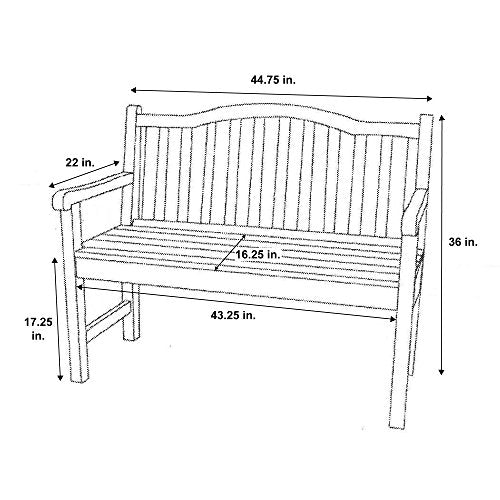 Shine Company 4212N Belfort II Garden Wood Patio Bench – Natural - WoodArtSupply