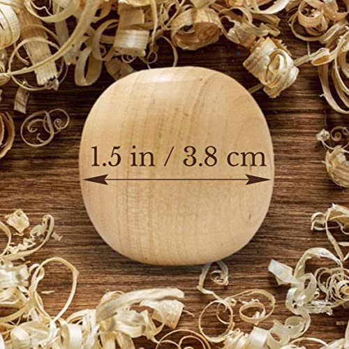 Craft Wood Oval 1,5 Inch, Set 15 Pcs Wooden Beads Oval Unfinished Wood Beads, Doll Heads for Crafts