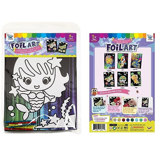 VHALE Foil Art Craft Kit 6 Pack Sticker Picture (9.5 x 6.5 inch), 48 Foil Sheets and 6 Skewers, Peel and Paste Sparkly Foil Art, Classroom Arts and VHALE