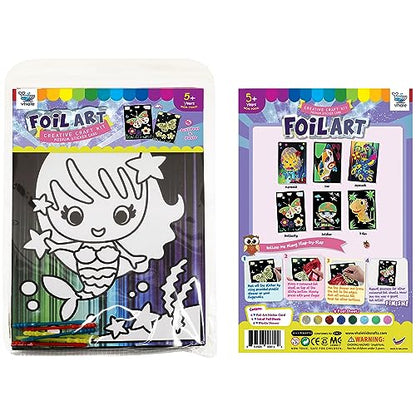 VHALE Foil Art Craft Kit 6 Pack Sticker Picture (9.5 x 6.5 inch), 48 Foil Sheets and 6 Skewers, Peel and Paste Sparkly Foil Art, Classroom Arts and - WoodArtSupply