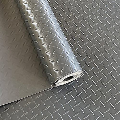 MYOYAY Rubber Garage Floor Mat 8.2 X 4 ft Diamond Plate Rubber Flooring Rolls Grey Heavy Duty Garage Flooring Roll Non-Slip Garage Floor Mats for