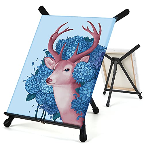 Falling in Art Aluminum 15" to 21" Tabletop Easel Display, Black Tripod with Rubber Feet, Holds Canvas, Paintings, Books, Photos, Signs - WoodArtSupply