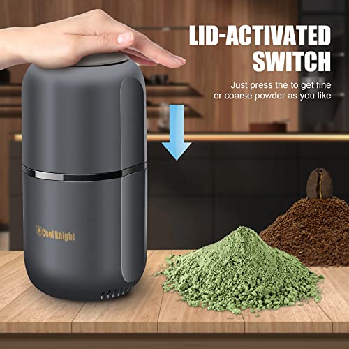 COOL KNIGHT Herb Grinder [large capacity/fast/Electric ]-Spice Herb Coffee Grinder with Pollen Catcher/- 7.5" (Grey) COOL KNIGHT