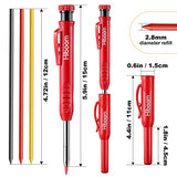 Hiboom 4 Pack Carpenter Pencils Set with 24 Refills, 2.8 mm Mechanical Carpenter Pencil Built in Sharpener Woodworking Marking Tool Solid Long Nosed Hiboom