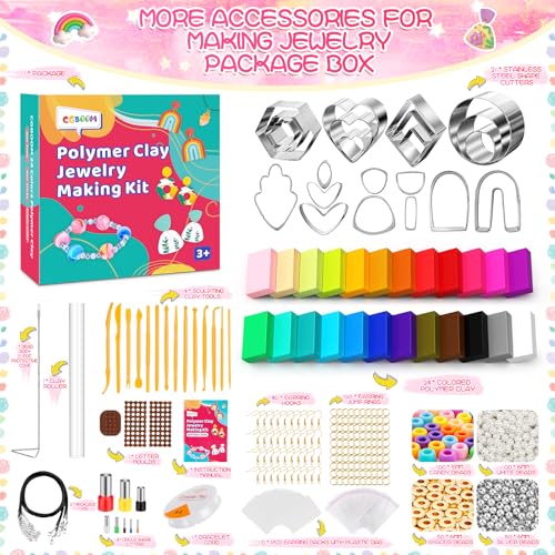 CGBOOM 527Pcs Polymer Clay Jewelry Making Kits,3 in 1 Clay Earring and Bracelet Making Kit, Jewelry Making Tools for Adults and Kids (Include CGBOOM