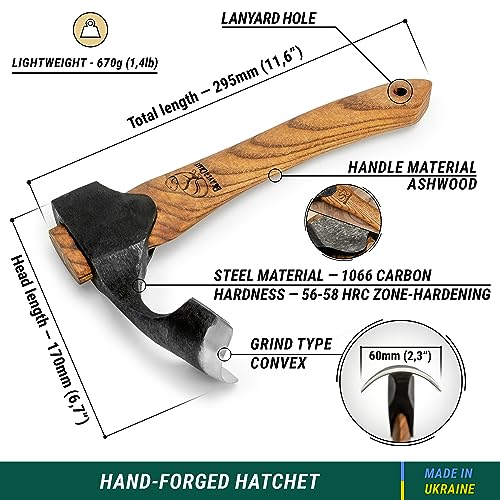 BeaverCraft Forged Adze Woodworking Bowl Adze with Wooden Handle Woodcarving Curved Adze - Wood Carving Axe Gutter Adze - Hand Wood Carving Tools BeaverCraft