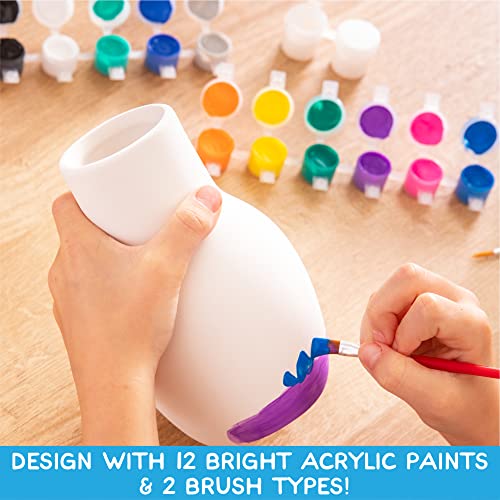 Made By Me Paint Your Own Ceramic Pottery, Fun Ceramic Painting Kit for Kids, Paint Your Own Ceramic Pottery Dish, Flower Pot, Vase & Bowl, Great - WoodArtSupply