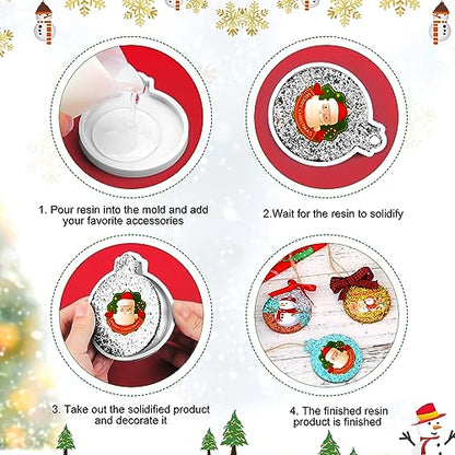 6pcs Christmas Resin Molds Silicone, 3 Designs Soft Christmas Pendant Mold with Hole Christmas Ornament Resin Molds for DIY Crafts Jewelry Making