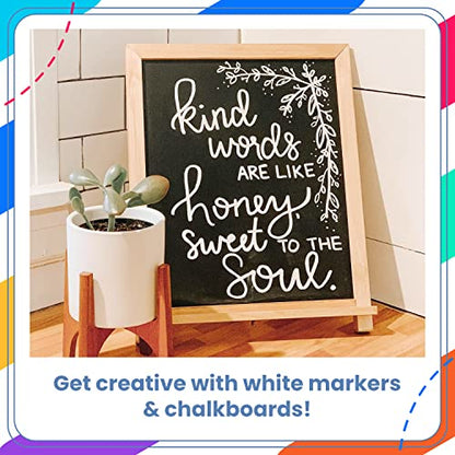 Chalkola 5 White Chalk Markers for Chalkboard Signs, Blackboard, Car Window, Bistro, Glass | 5 Variety Pack - Thin, Fine Tip, Bold & Jumbo Size - WoodArtSupply