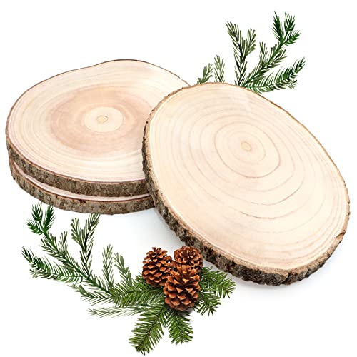ZYNERY 3 Pcs Wood Slices for Centerpieces 13-15 Inches, Unfinished Wood Rounds Rustic Wedding Decor, Natural Paulownia Wood Centerpieces for Tables, DIY Wedding Decoration Wood Pieces for Painting