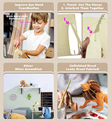 Puzzled 3D Puzzle Lion Wood Craft Construction Model Kit, Unique & Educational DIY Wooden Toy Assemble Model Unfinished Crafting Hobby Safari Animal Puzzled