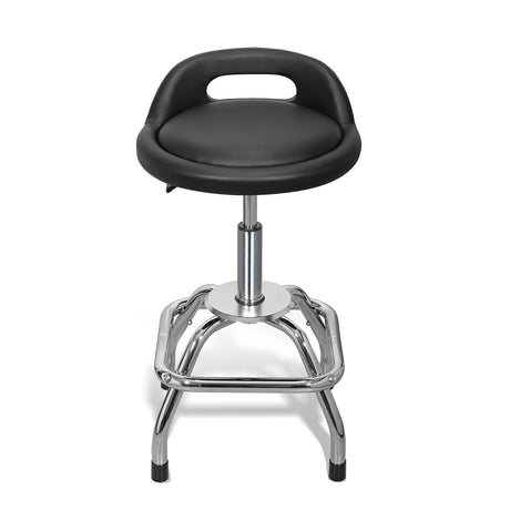 TYPE S TOURING ITEMS Shop Stool Garage Bar Stool, PU Leather Round Rolling Stool with Padding and Lumbar Support, Swivel Adjustable Height Stool - TYPE S TOURING ITEMS